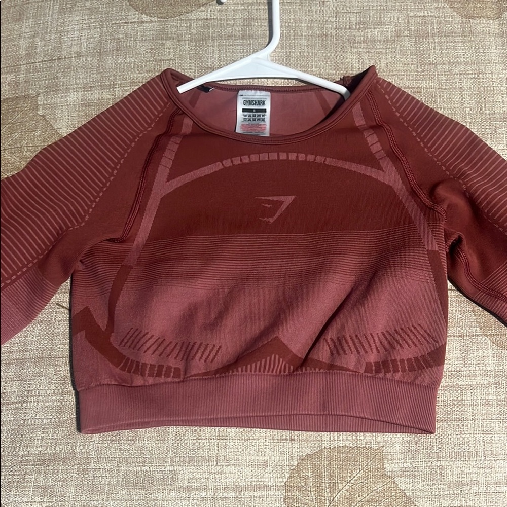 Gymshark Burgundy Long Sleeve Crop Top